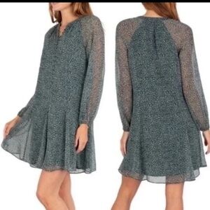 Joie Arctic Balloon Sleeve Mini Dress Green Womens XL  Preppy Elegant Fall New